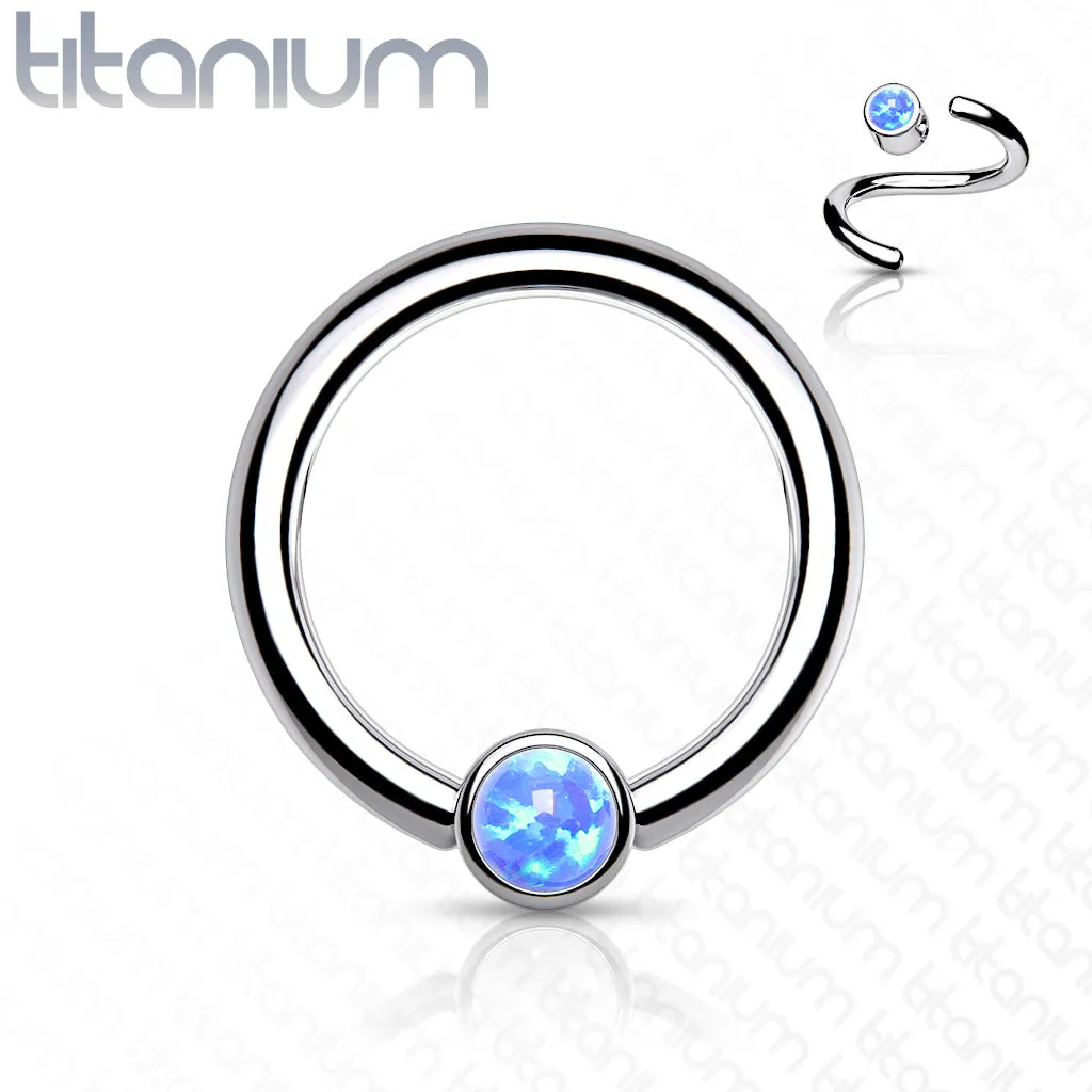 Implant Grade Titanium Opal  Captive Rings Ear Cartilage Nose Septum Ring