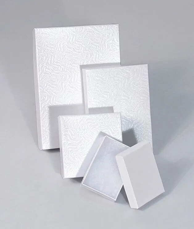 Jewelry Boxes White Swirl Cotton Filled