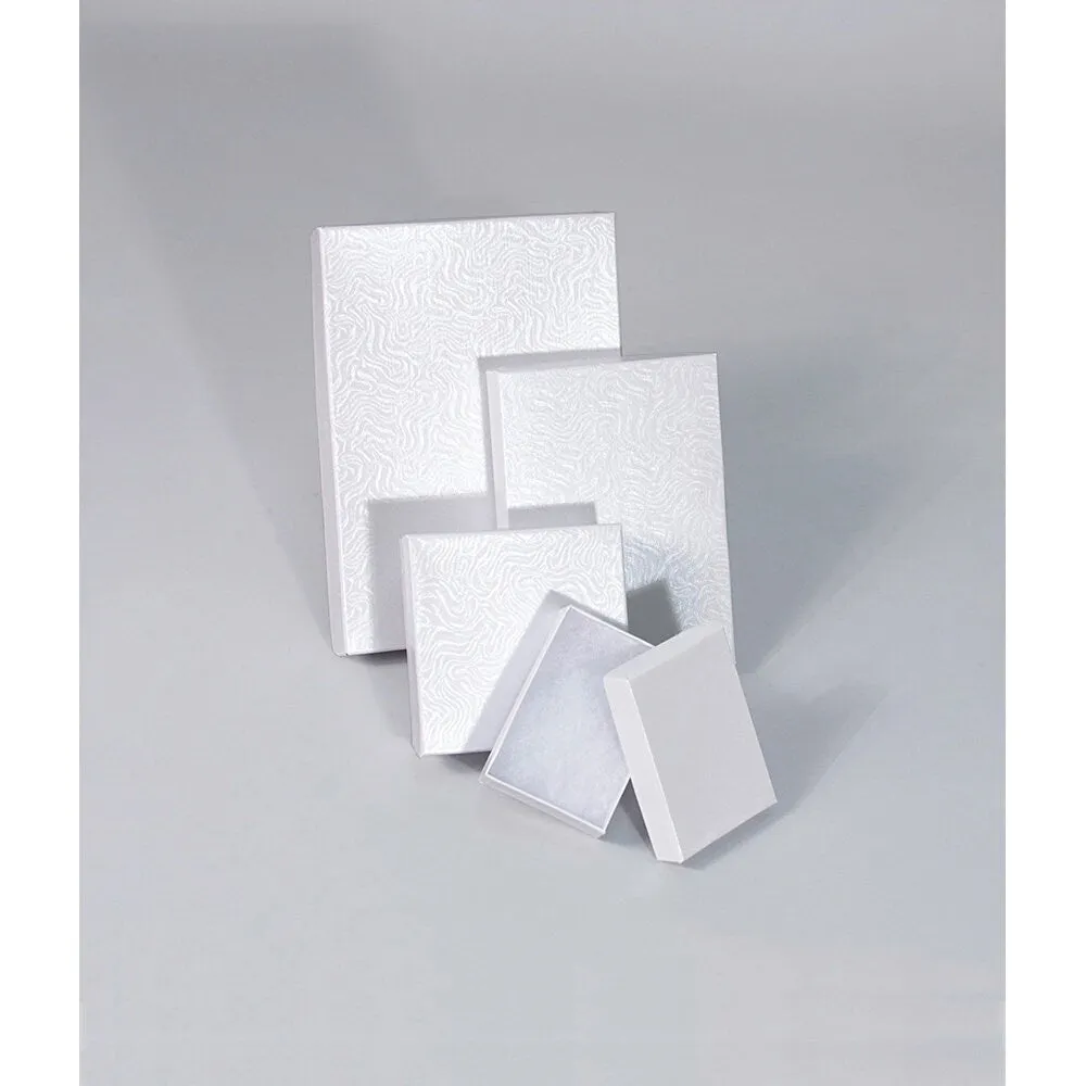 Jewelry Boxes White Swirl Cotton Filled