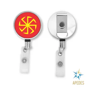 Kolovrat Slavic Solar Symbol Badge Reel Holder