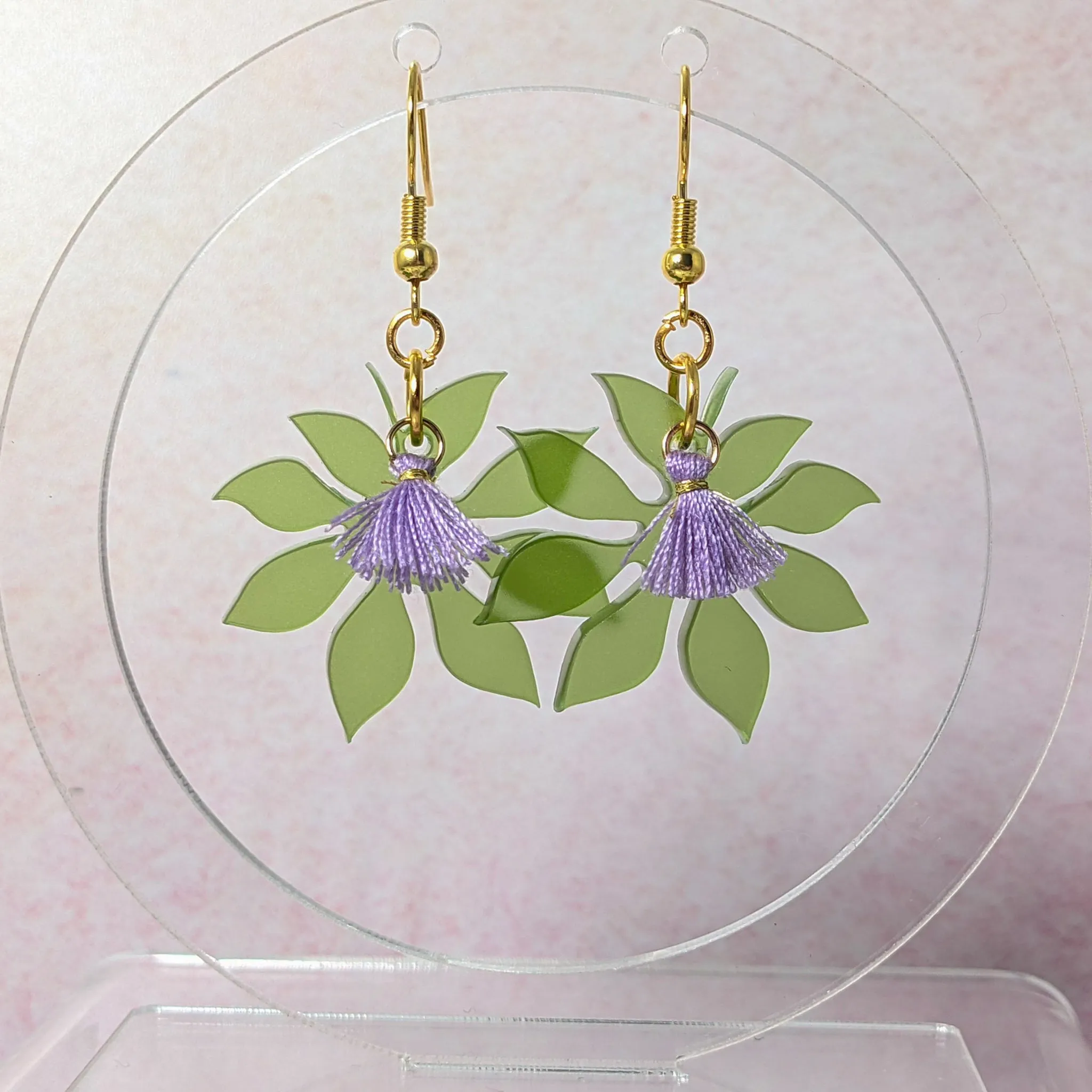 Leaf with Tassel Earrings