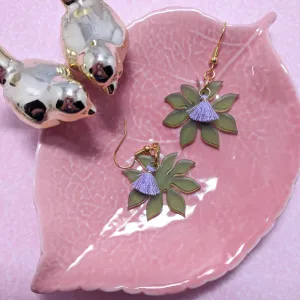 Leaf with Tassel Earrings