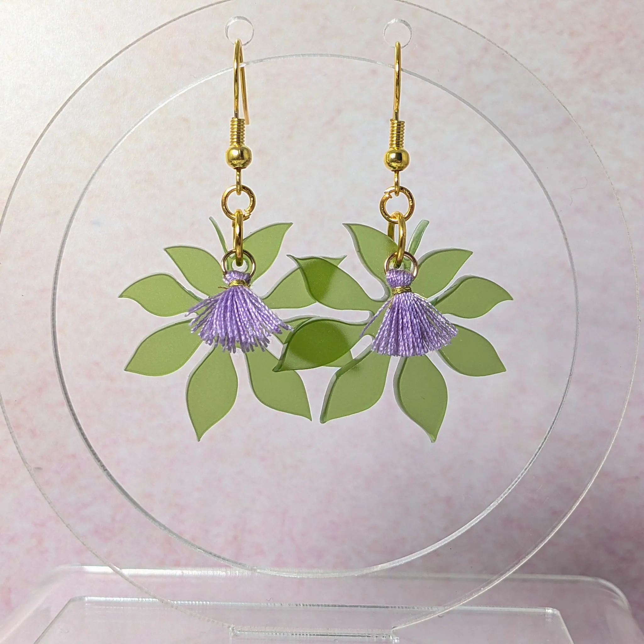 Leaf with Tassel Earrings