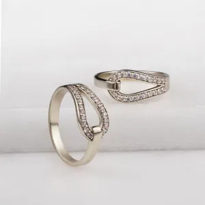 Levade - Moissanite Stones and Elegant Loop Sterling Silver Ring