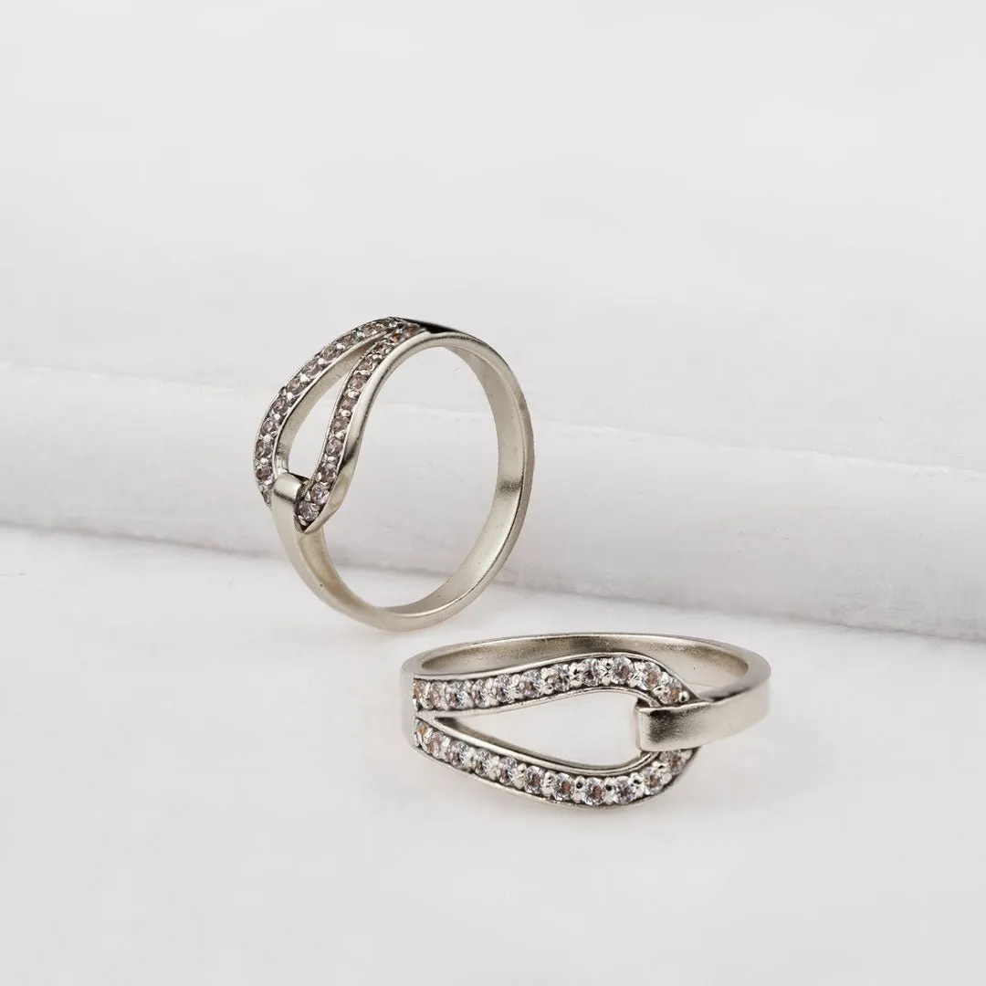 Levade - Moissanite Stones and Elegant Loop Sterling Silver Ring