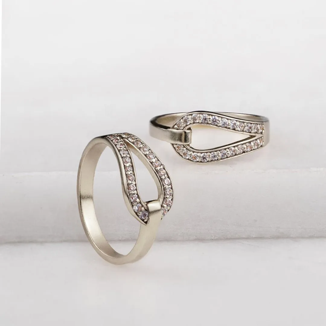 Levade - Moissanite Stones and Elegant Loop Sterling Silver Ring