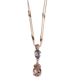 Mariana "Flamingo" Rose Gold Plated Double Pear Pendant Crystal Necklace, 5032/4 319rg