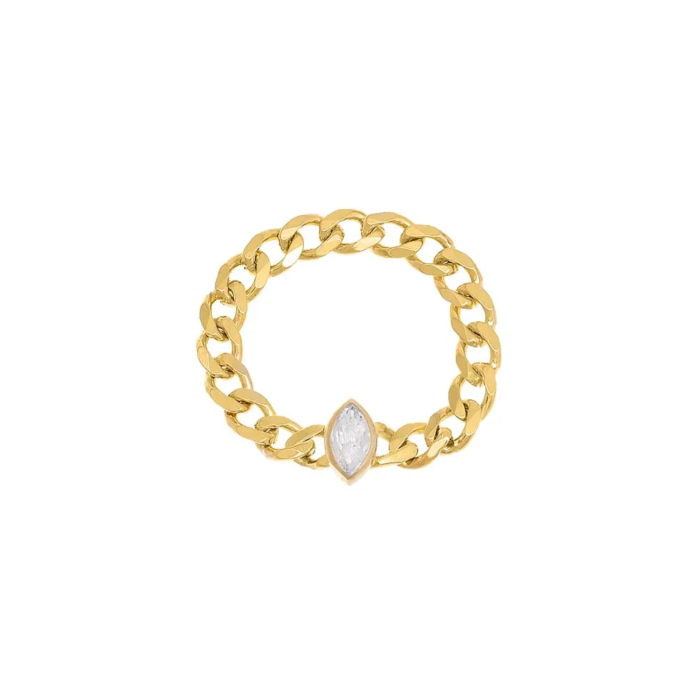 Marquise Bezel Cuban Ring