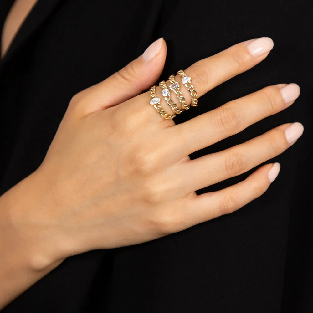 Marquise Bezel Cuban Ring