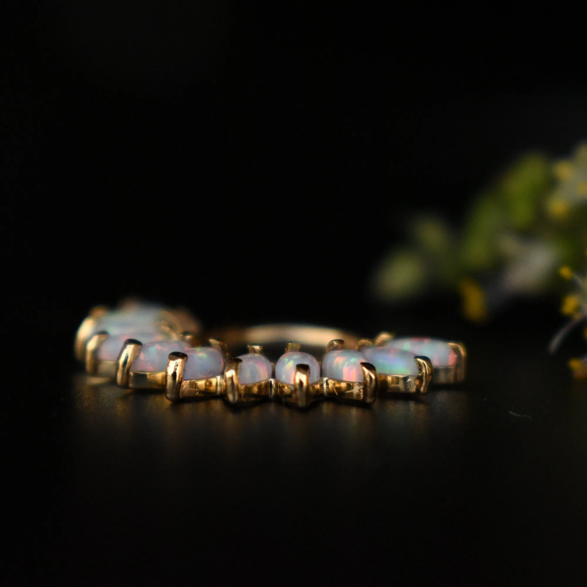Marquise Opal Daith Septum Clicker Ring, Iridescent White Opal