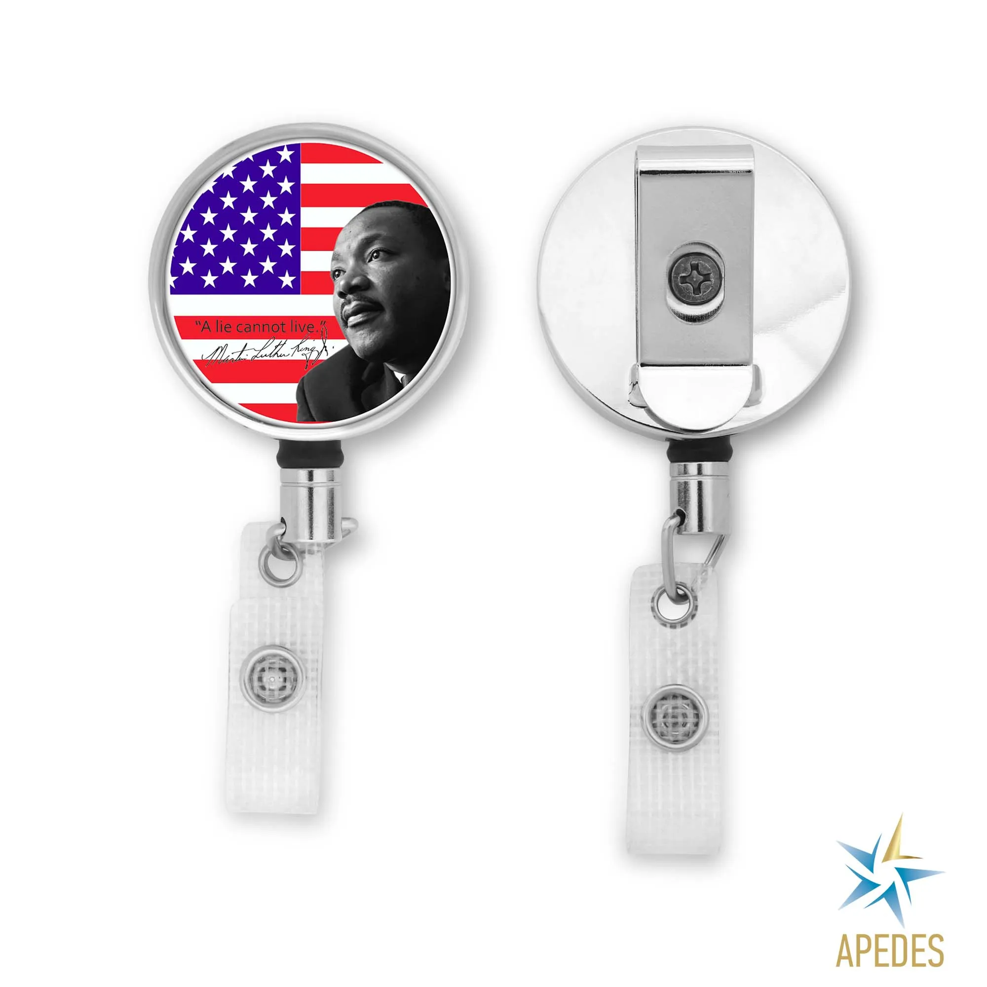 Martin Luther King Jr USA Flag Badge Reel Holder
