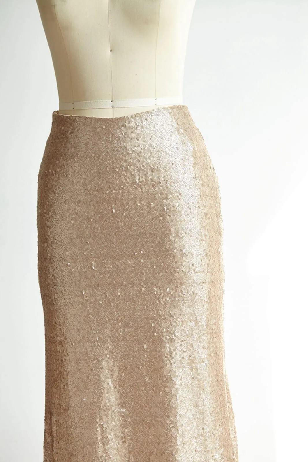 Matte Champagne Gold Long Sequin Fitted Skirt /Wedding Bridesmaid Skirt