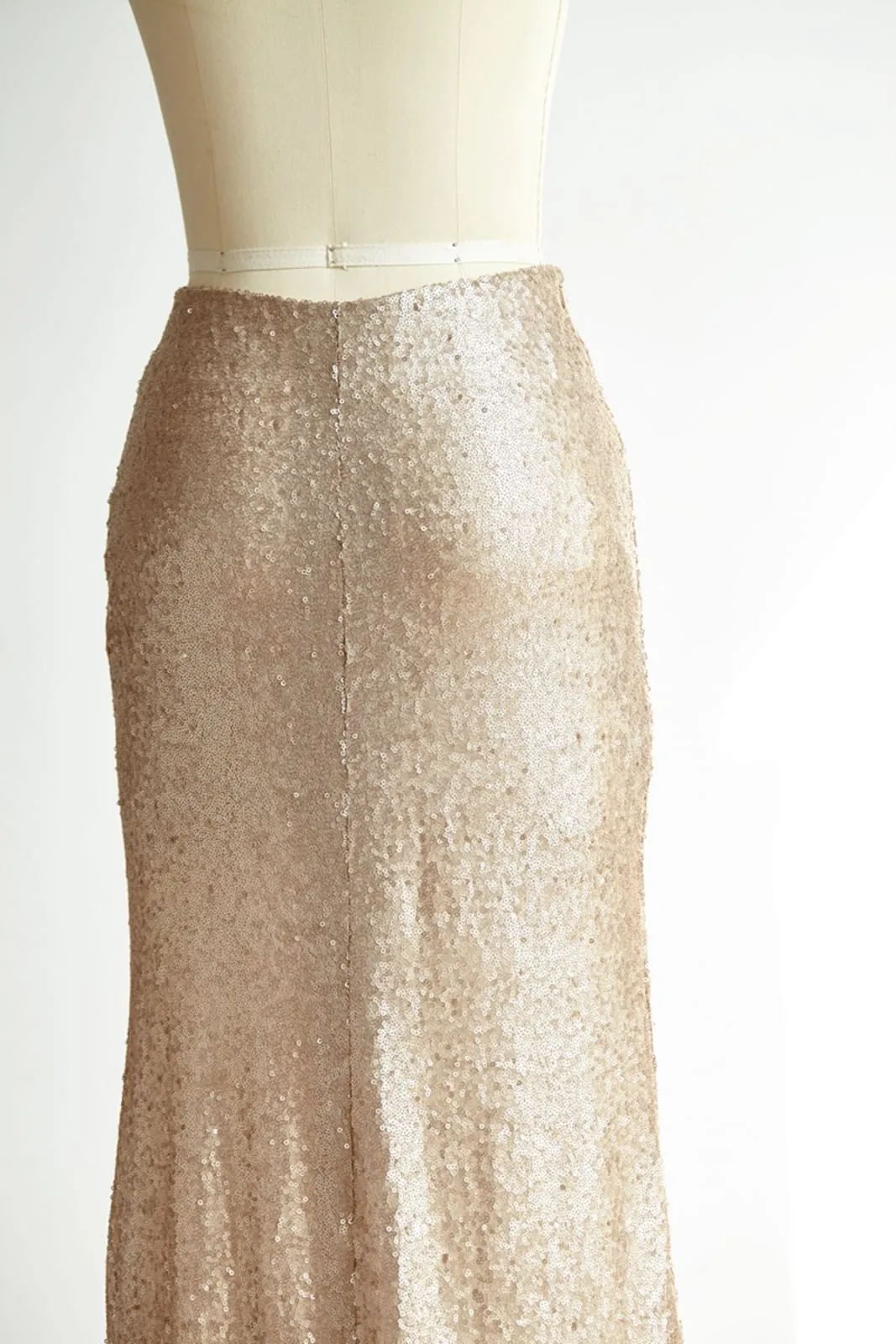 Matte Champagne Gold Long Sequin Fitted Skirt /Wedding Bridesmaid Skirt