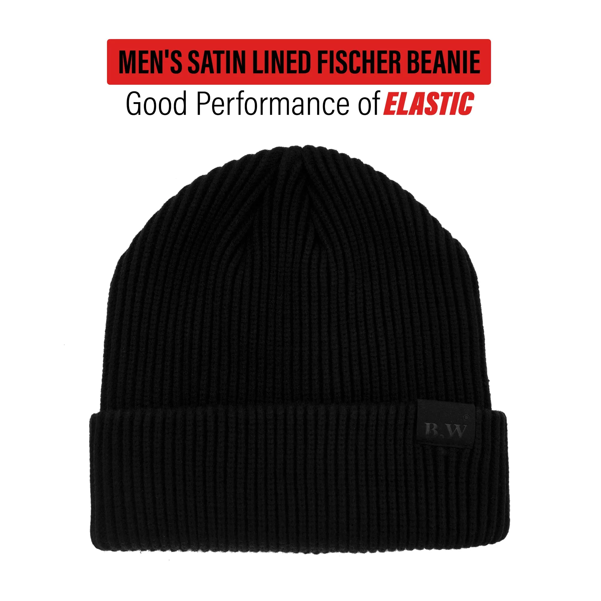 Men's Satin Lined Fischer Cap - Black