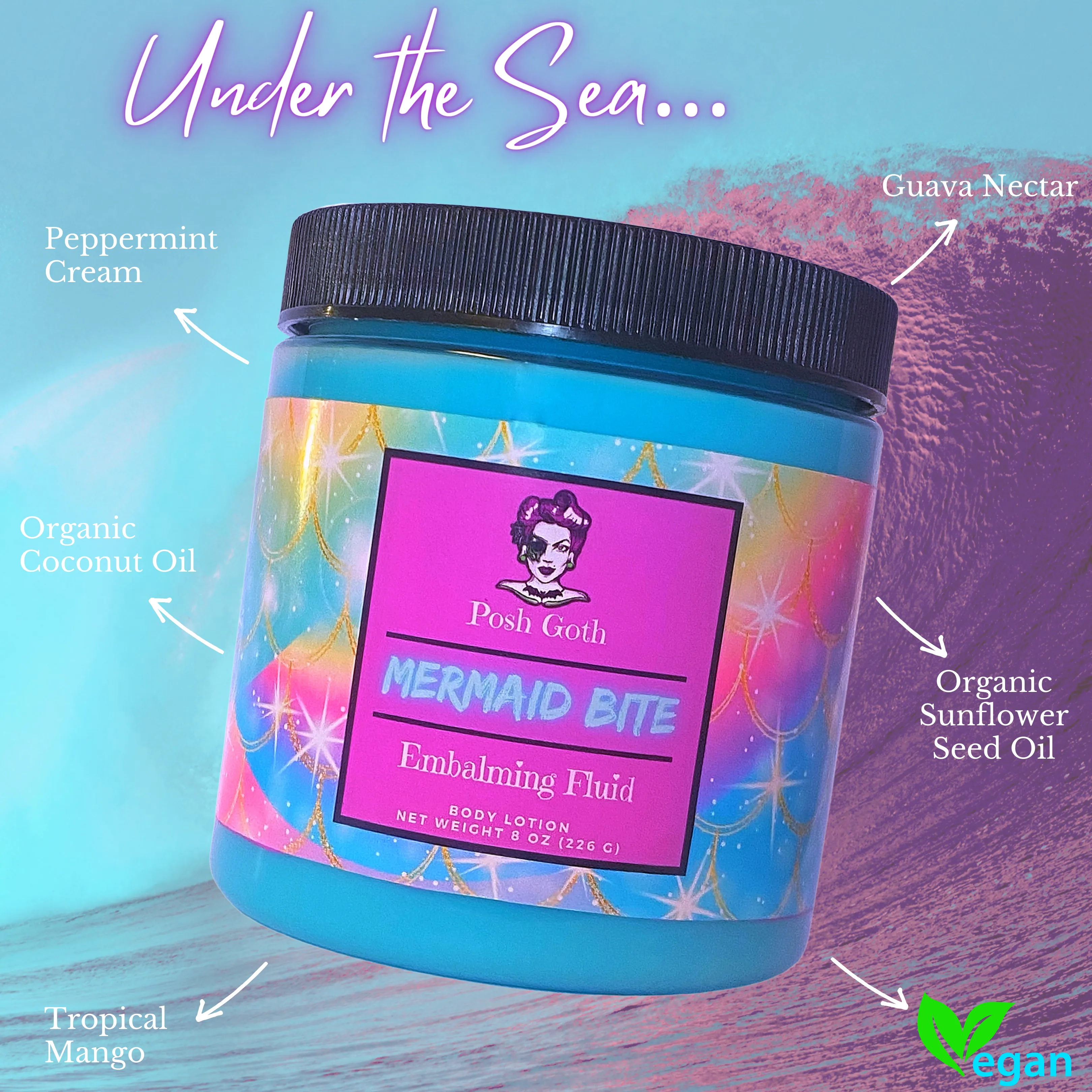 MERMAID BITE Fruity Tropical Scented Hand & Body Lotion by Posh Goth