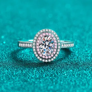 Moissanite Pink Rose Oval Engagement Ring- RM068