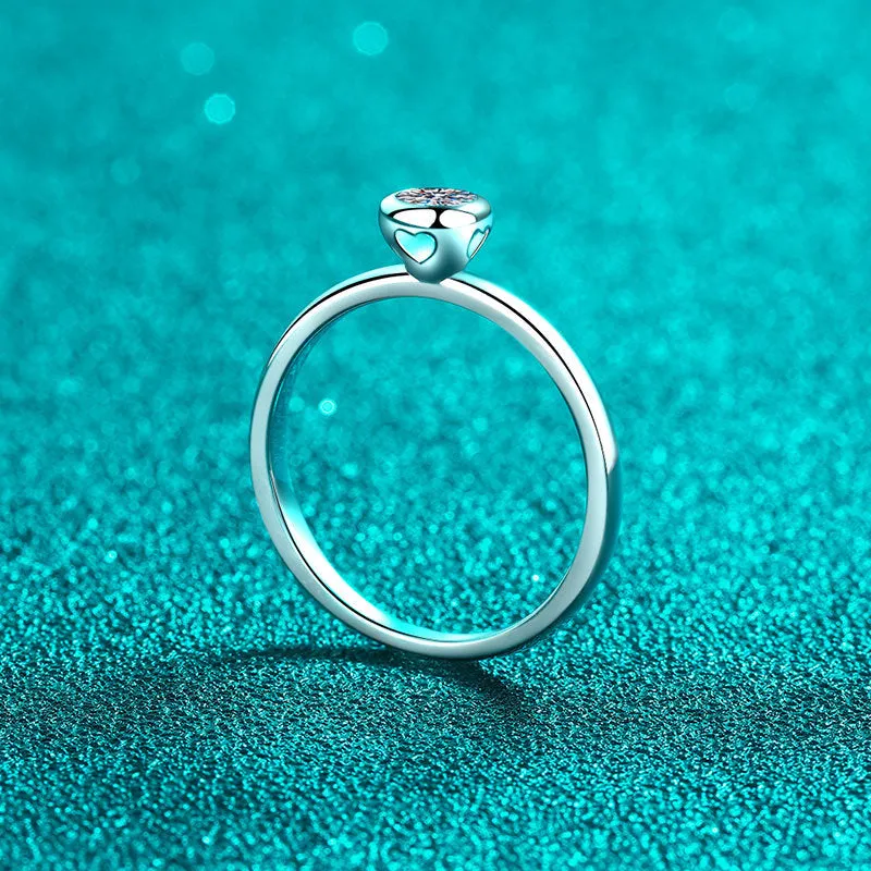 Moissanite Round Cut Ring, Small Diamond Rings; Band Ring-RM063