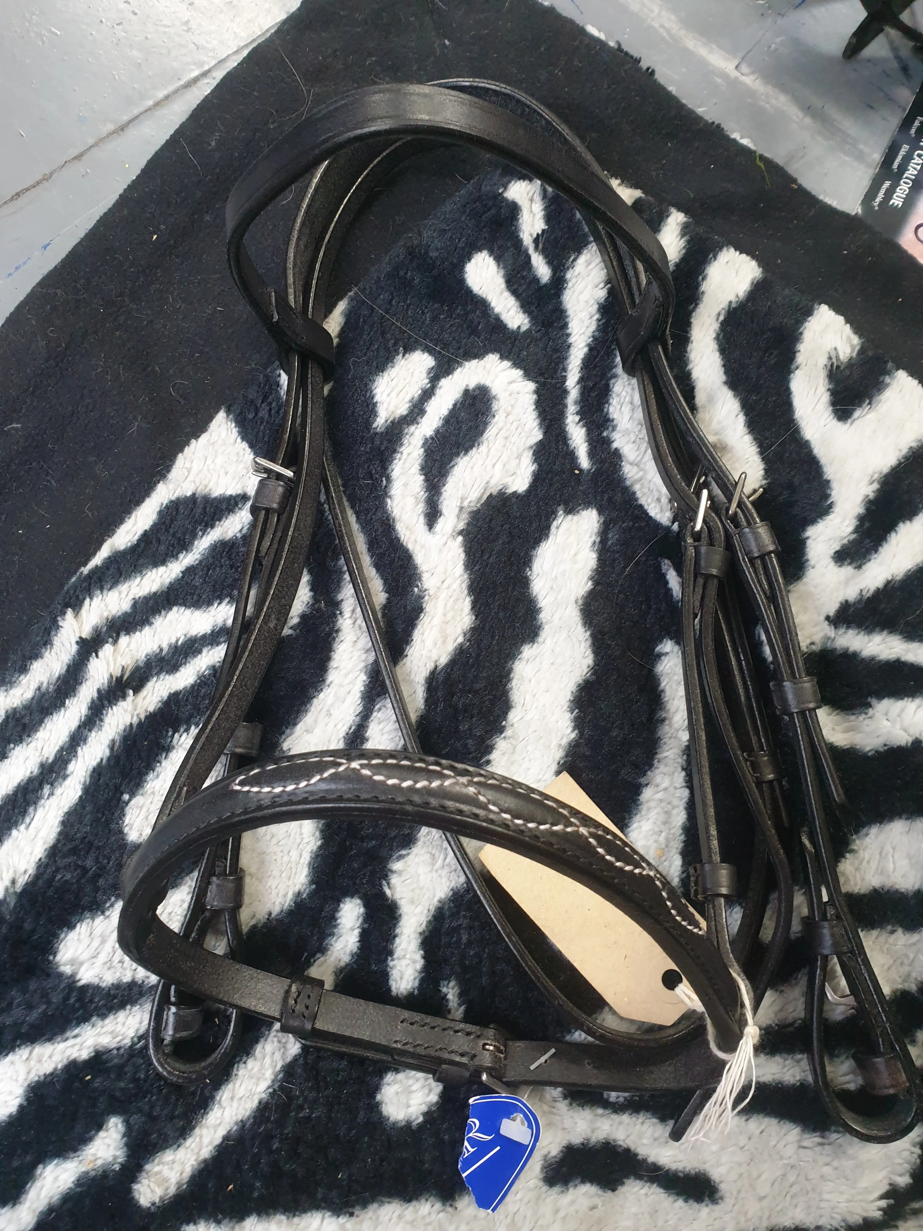 New shetland black leather dever bridle FREE POSTAGE☆