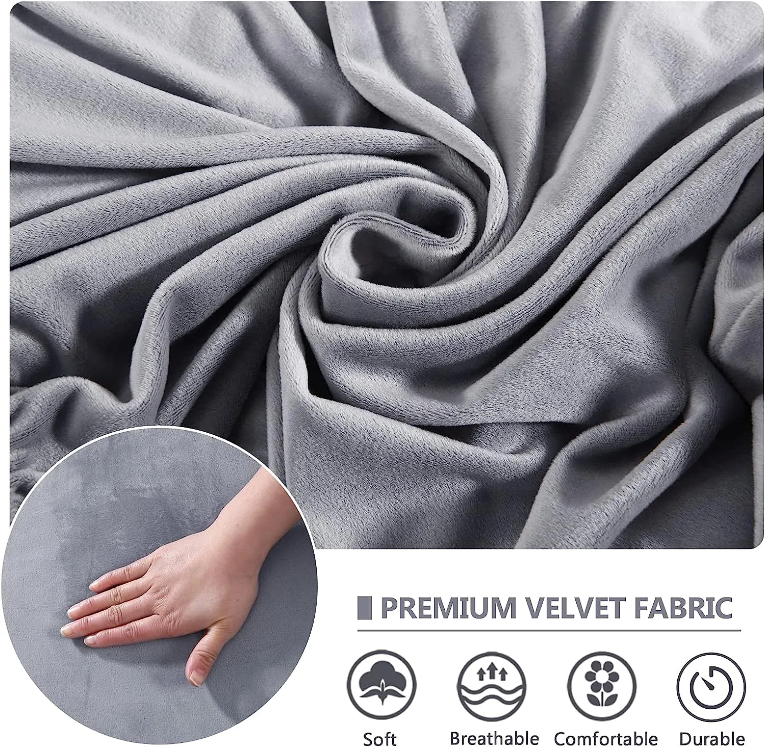 NEW Sofa Covers Stretch Velvet, OPPODREAM Couch Cover 3 Seater with Cushions Cover, Elastic Bottom, Machine Washable Sofa Slipcover( Loveseat, Light Grey)