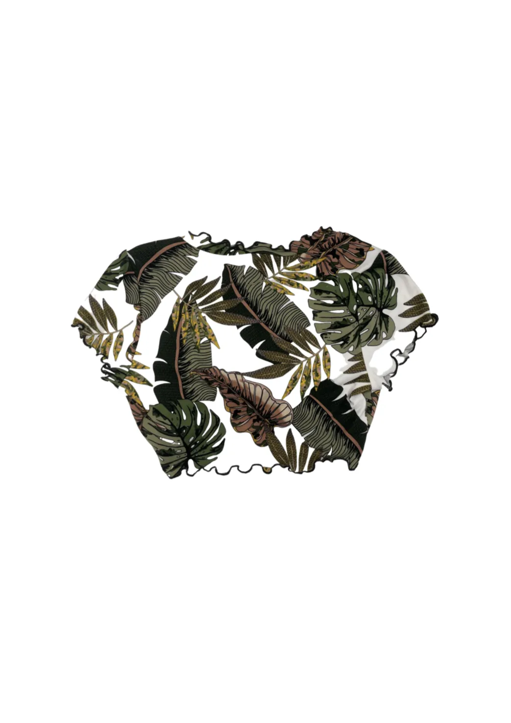 Nia Contrast Thread Crop Top - Palm Leaf