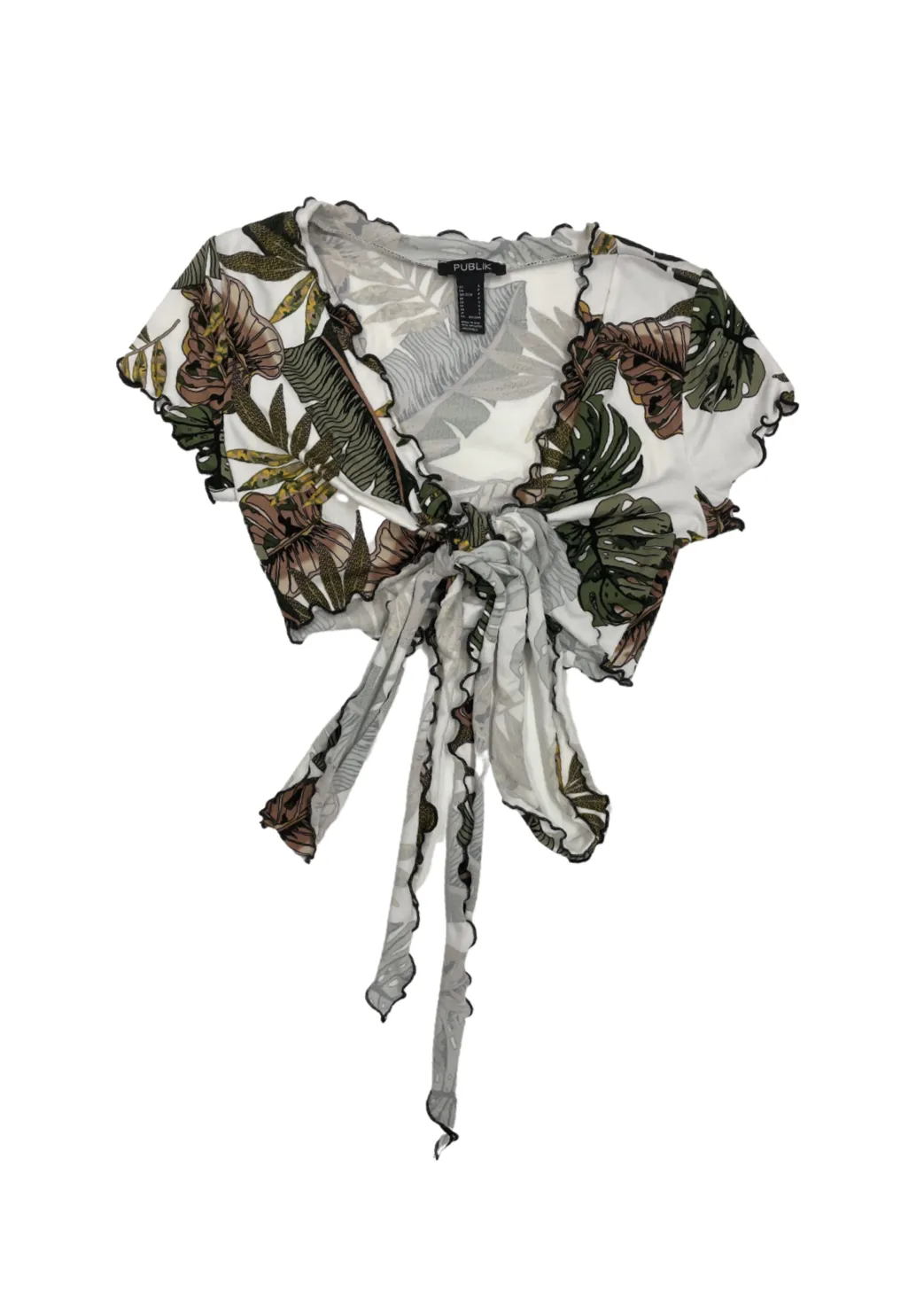 Nia Contrast Thread Crop Top - Palm Leaf