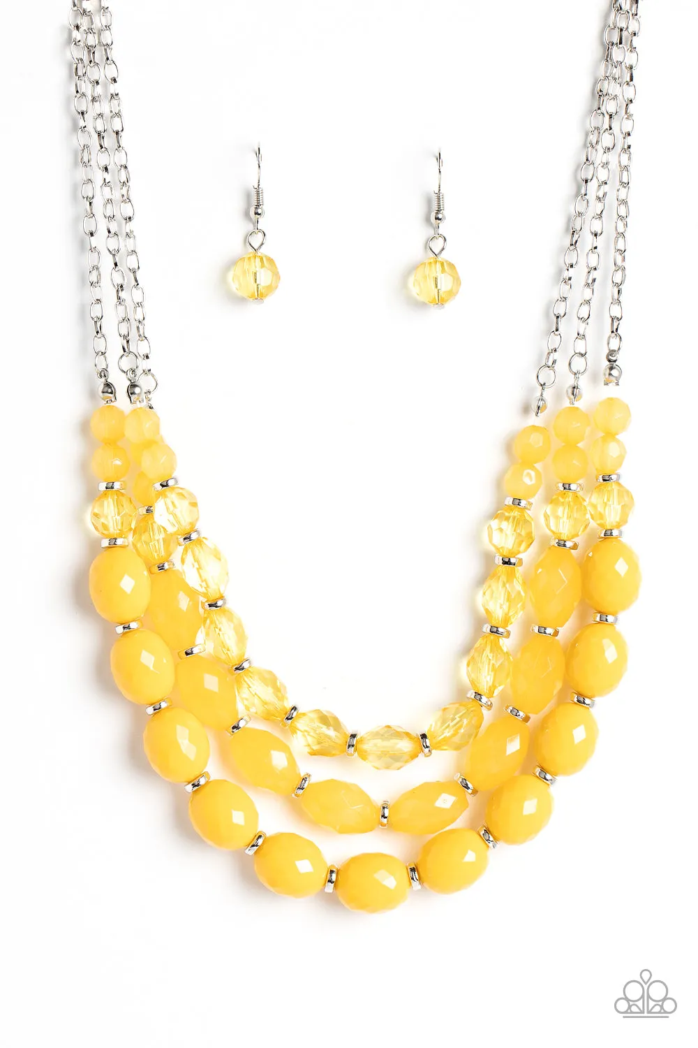 Paparazzi Tropical Hideaway Necklace Yellow & High Tide Hammock Bracelet Yellow