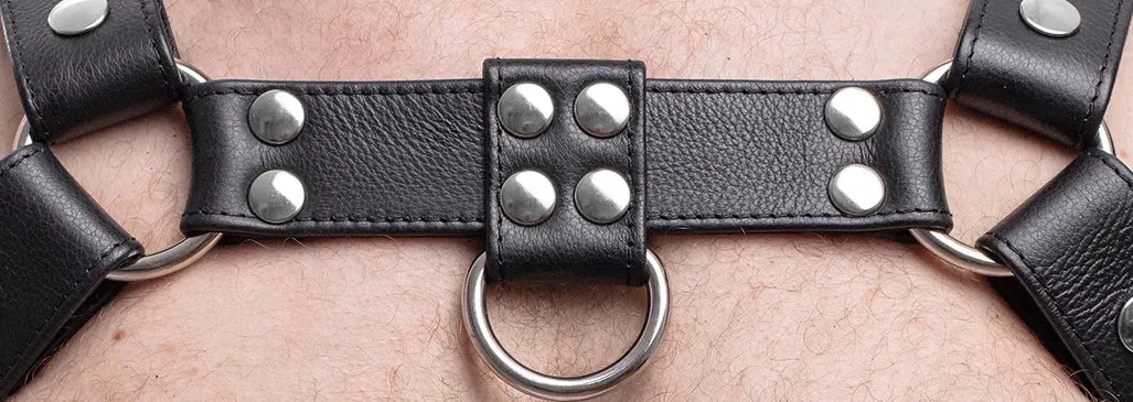 PARTS - Bulldog Harness Centre Straps - Black White Stainless