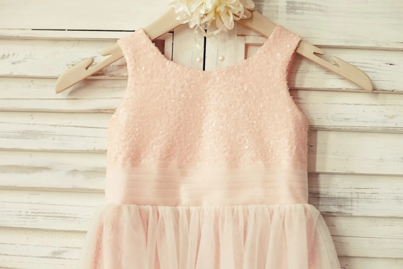 Peach/Champagne/Mint/Silver/Navy Sequin Tulle Flower Girl Dress