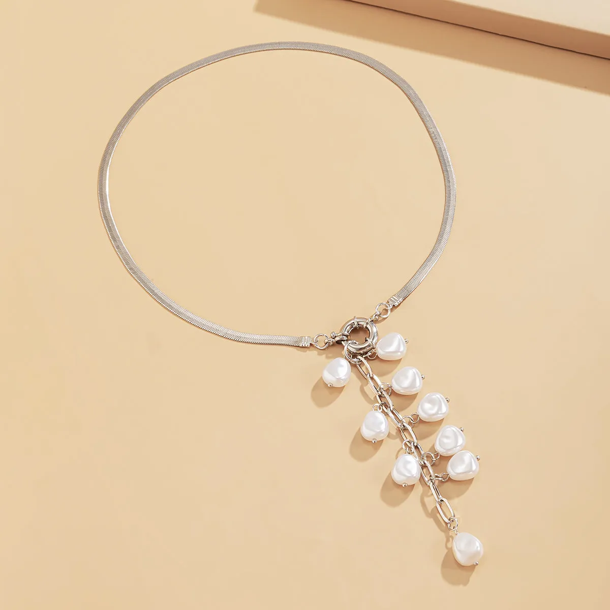 Pearl & Silver-Plated Ear Of Wheat Pendant Necklace