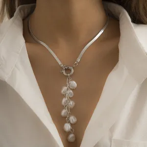 Pearl & Silver-Plated Ear Of Wheat Pendant Necklace