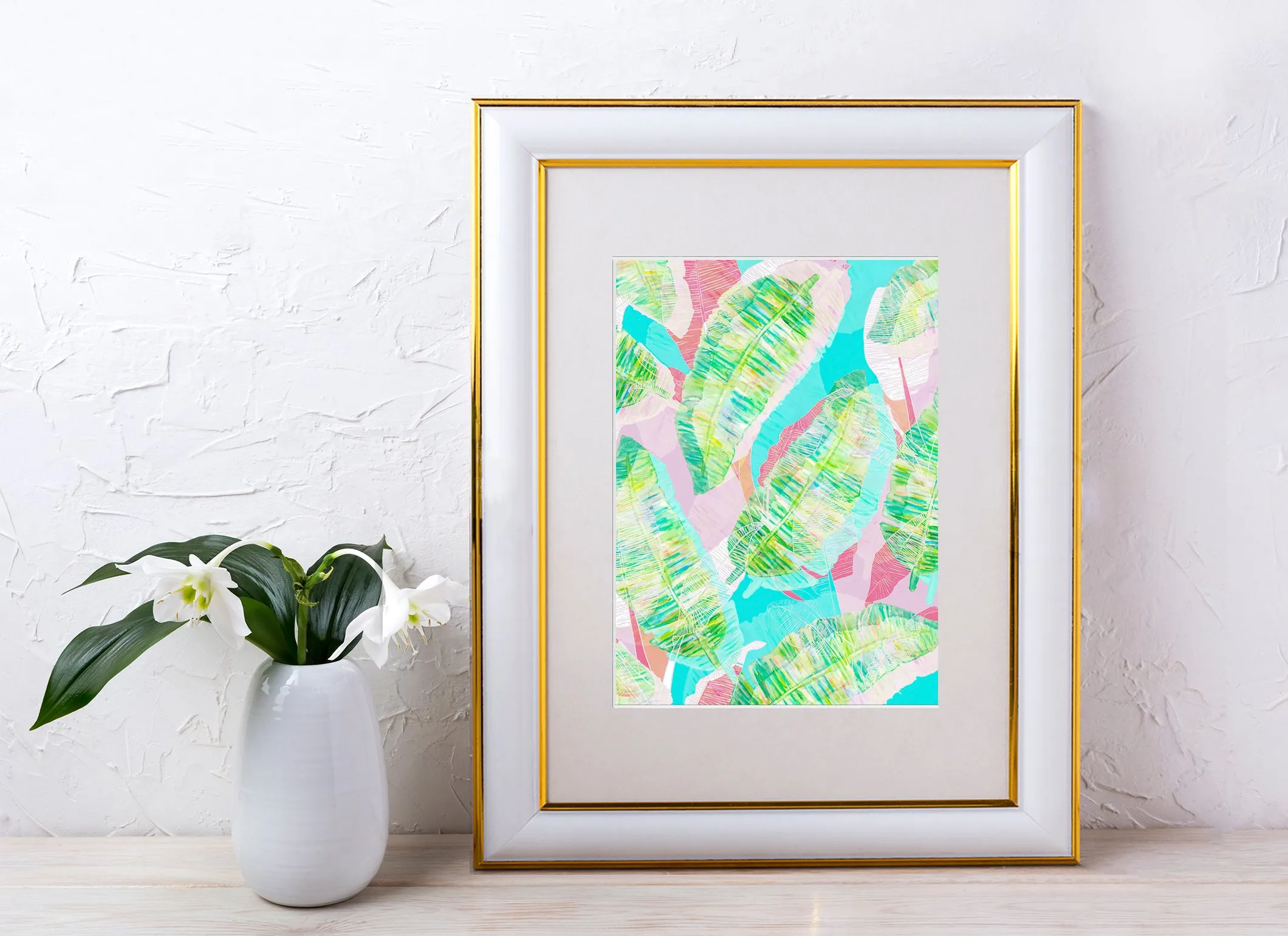 Pink Tropical Banana Leaf Wall Art