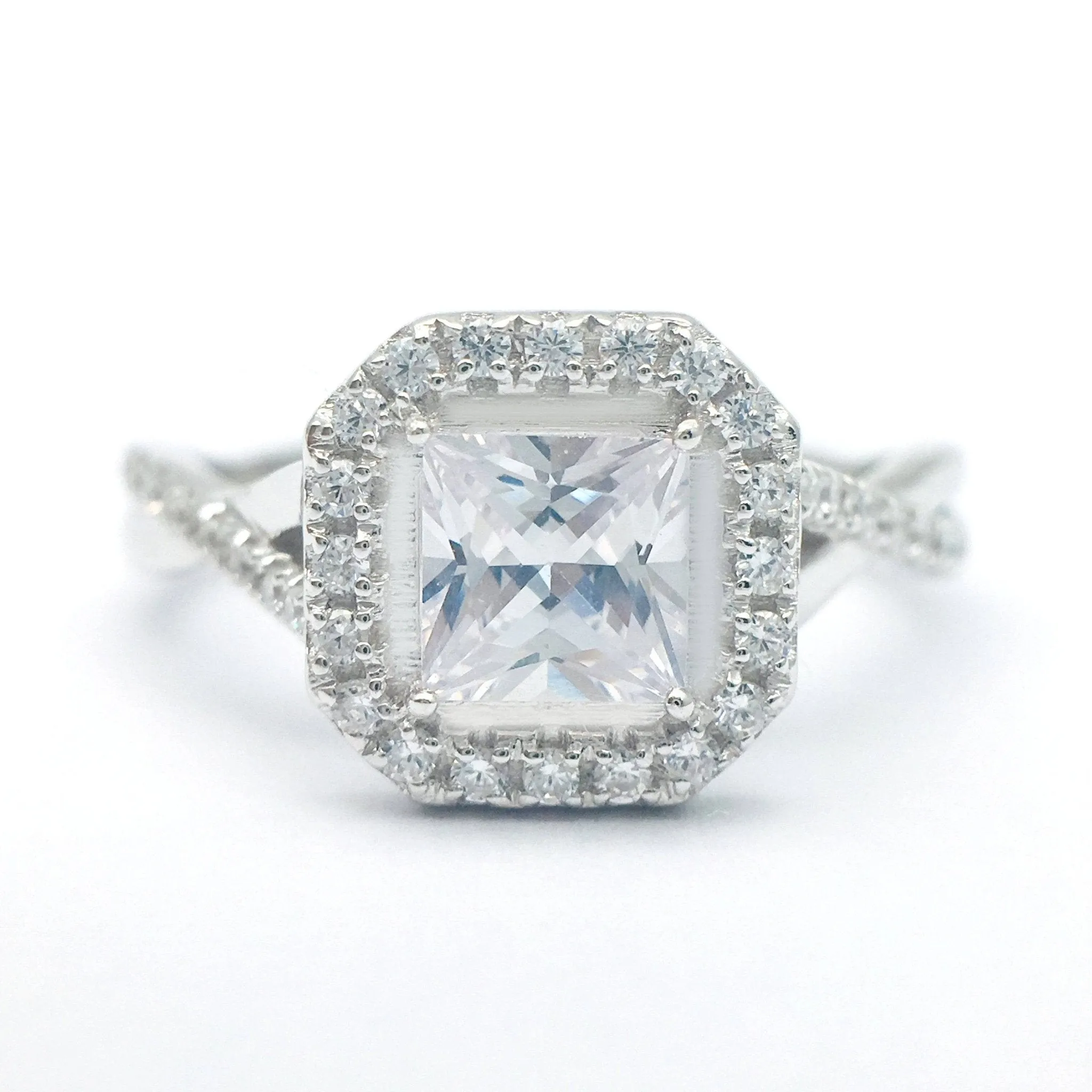 Princess Cut Diamond Halo Vintage Engagement Ring