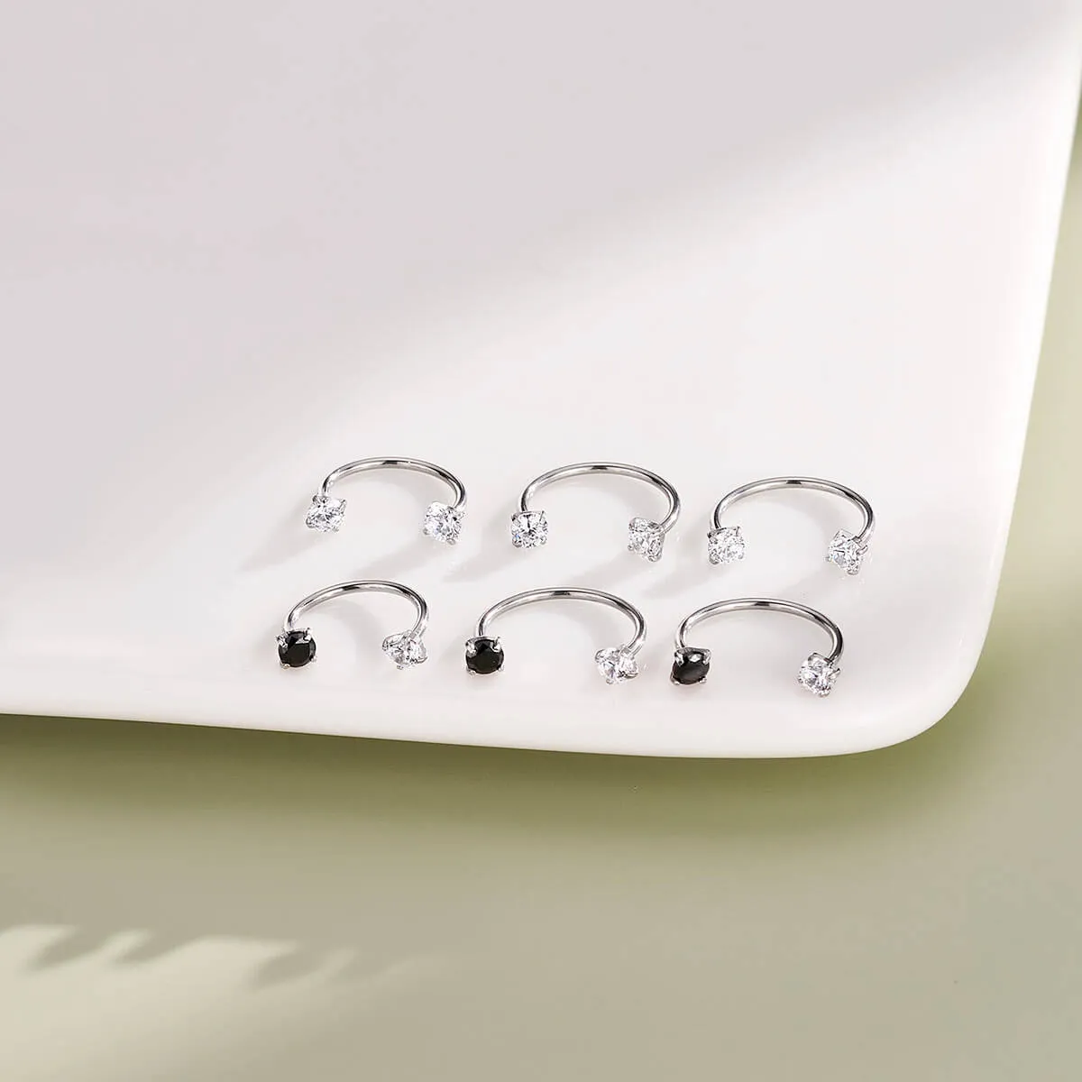 Push Pin Clear/Black CZ Horseshoe Nose Ring