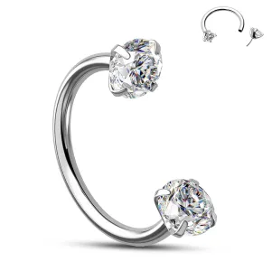 Push Pin Clear/Black CZ Horseshoe Nose Ring