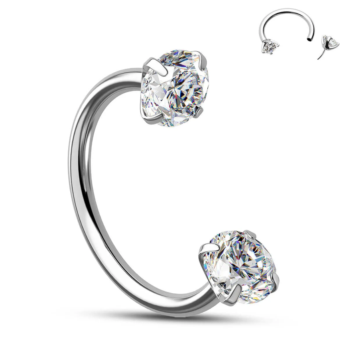 Push Pin Clear/Black CZ Horseshoe Nose Ring