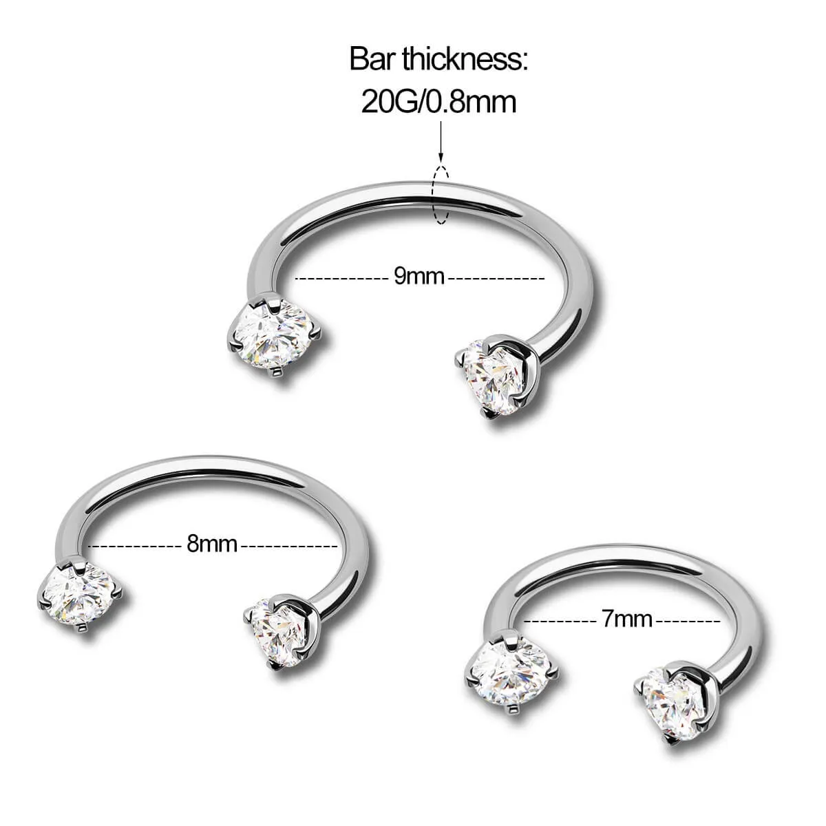 Push Pin Clear/Black CZ Horseshoe Nose Ring