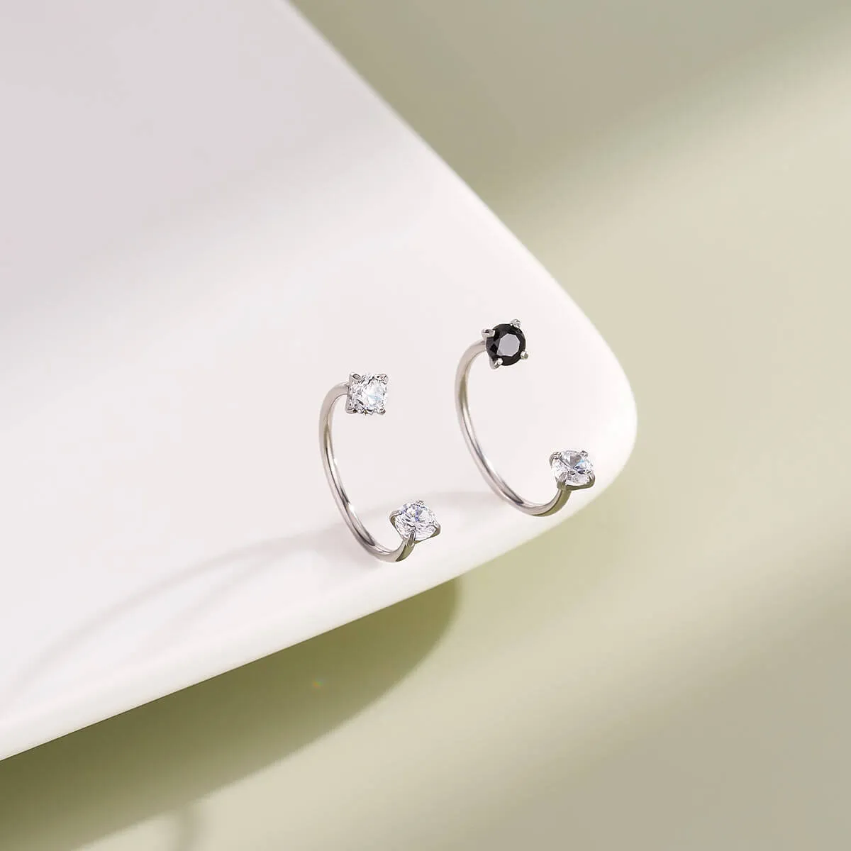 Push Pin Clear/Black CZ Horseshoe Nose Ring