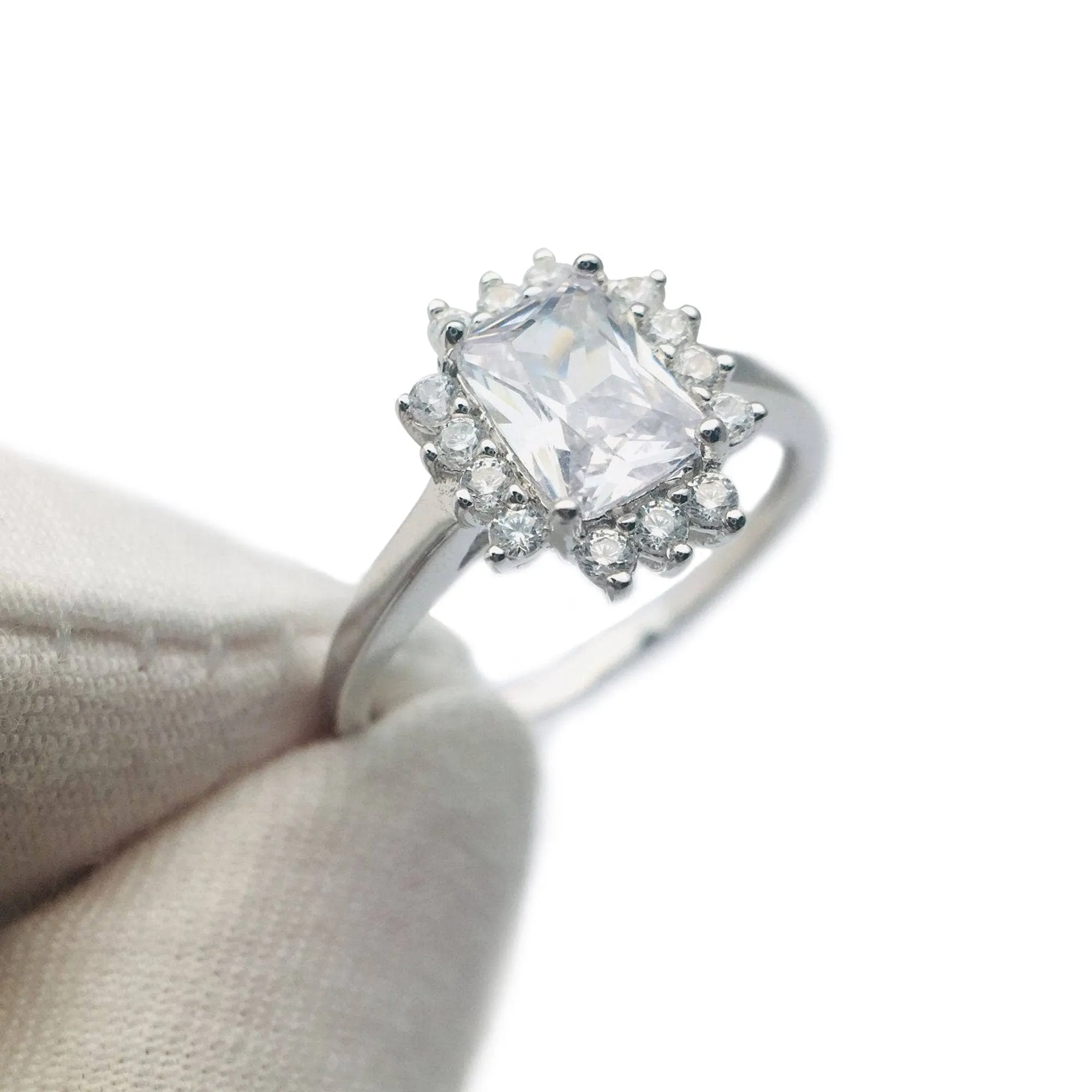 Radiant Cut Diamond Halo Vintage Engagement Ring