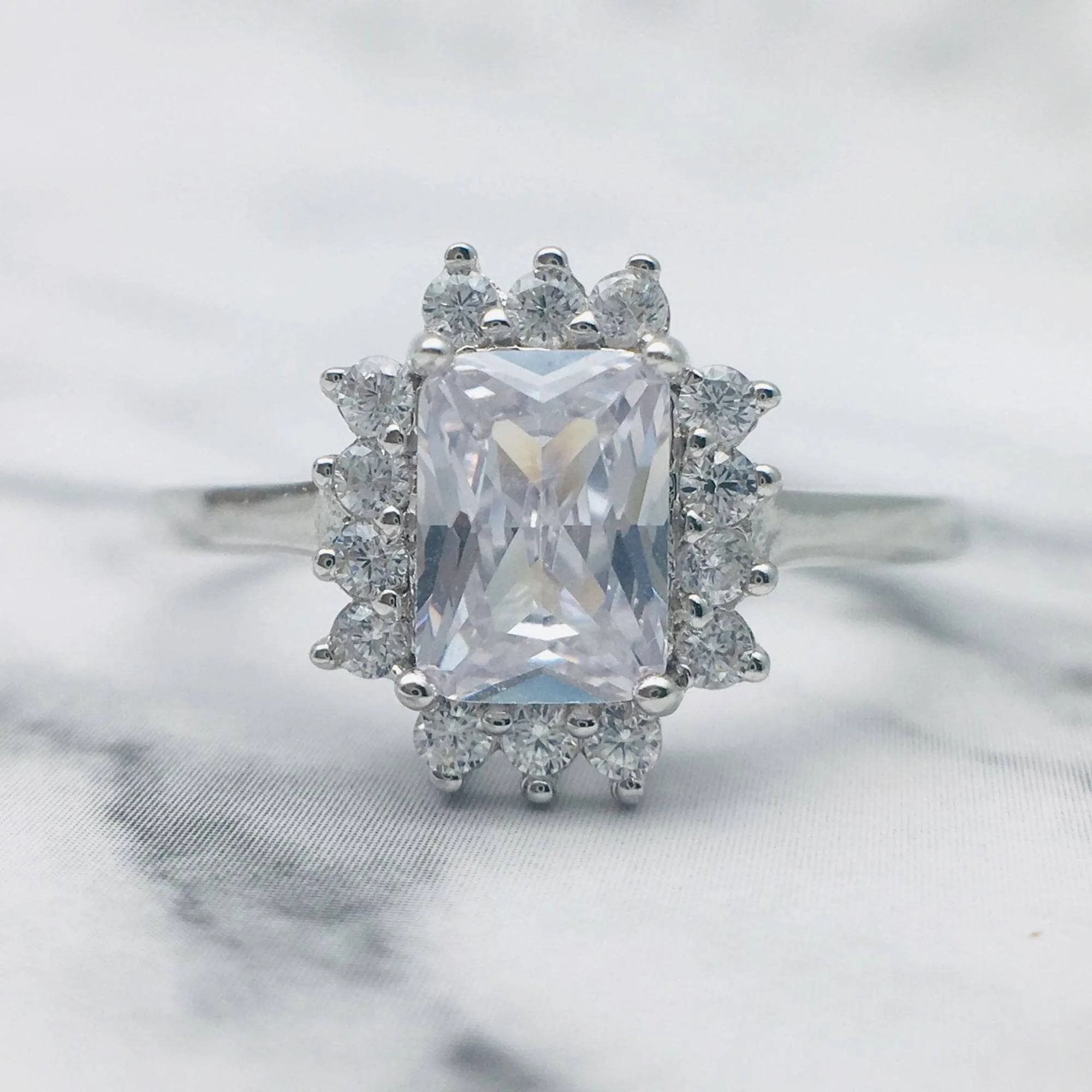 Radiant Cut Diamond Halo Vintage Engagement Ring