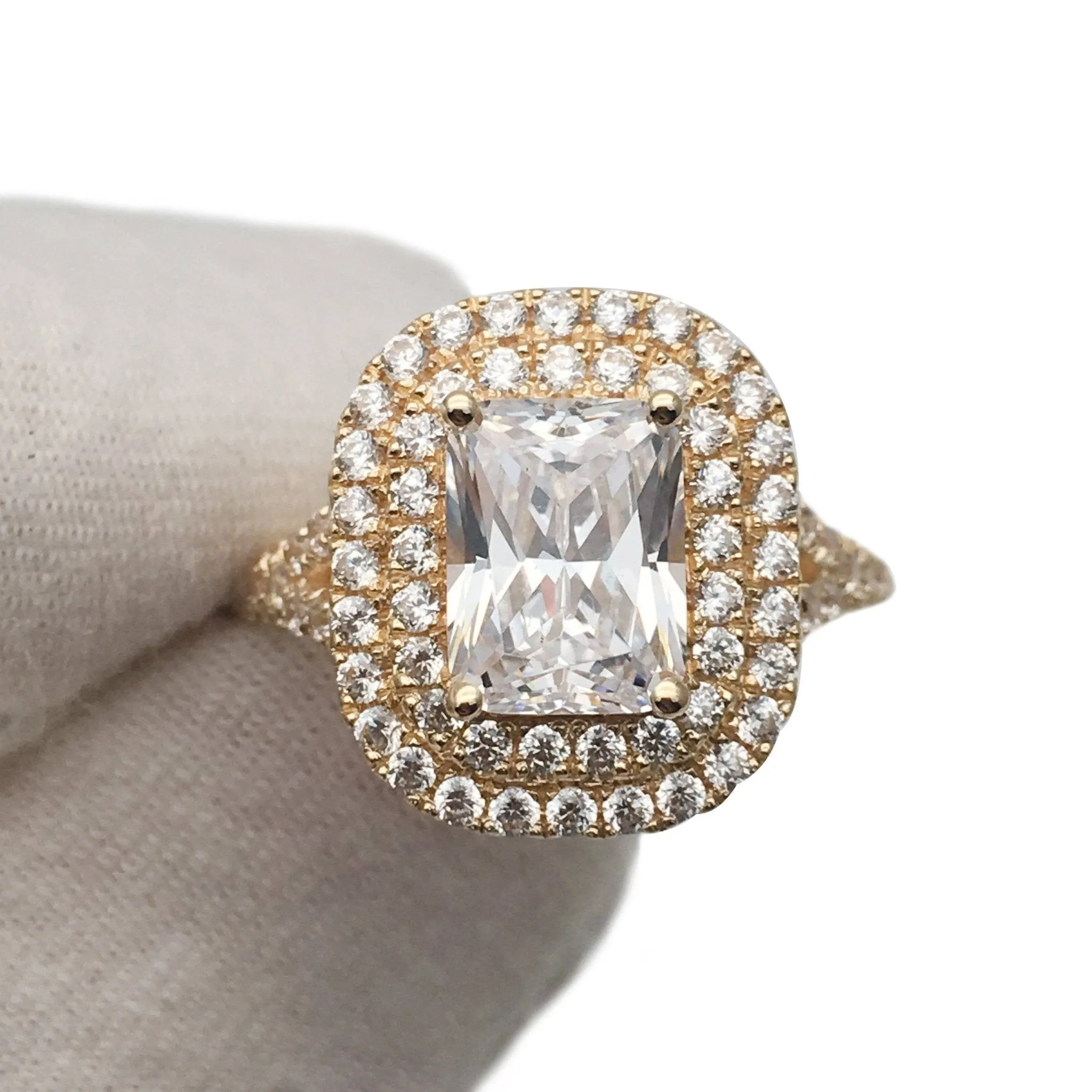 Radiant Cut Diamond Vintage Double Halo Engagement Ring
