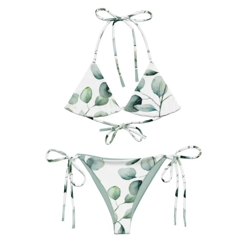 Recycled String Bikini Tropical Leaf
