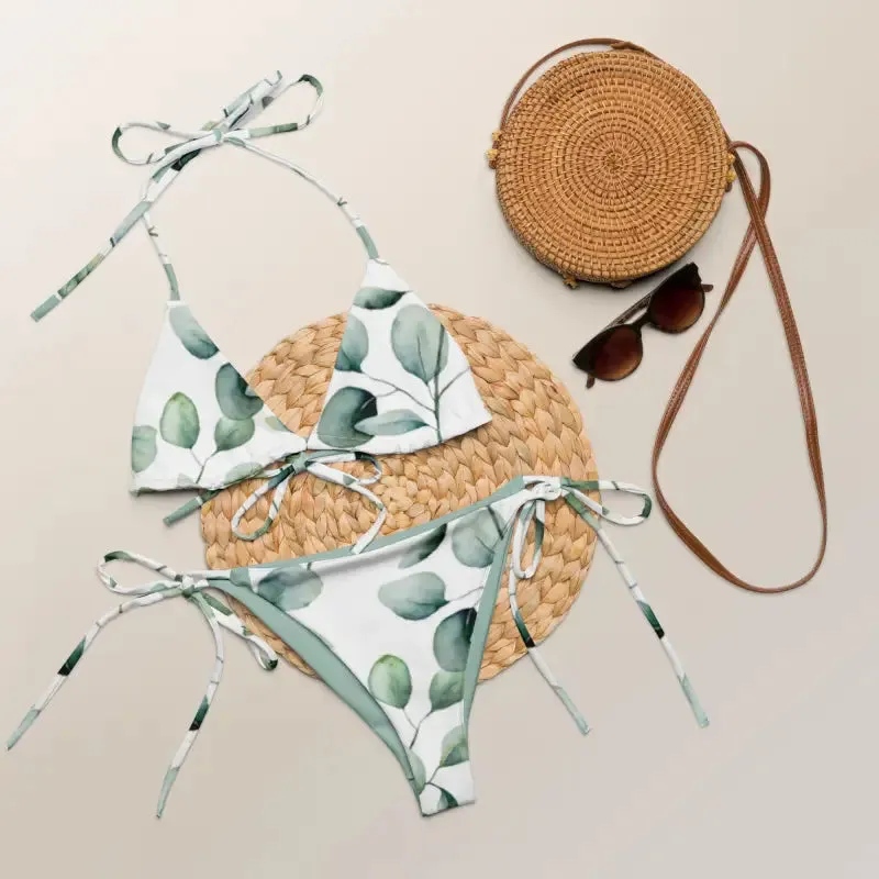 Recycled String Bikini Tropical Leaf