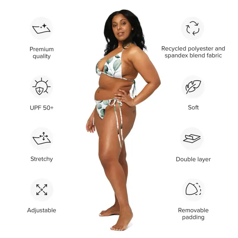 Recycled String Bikini Tropical Leaf