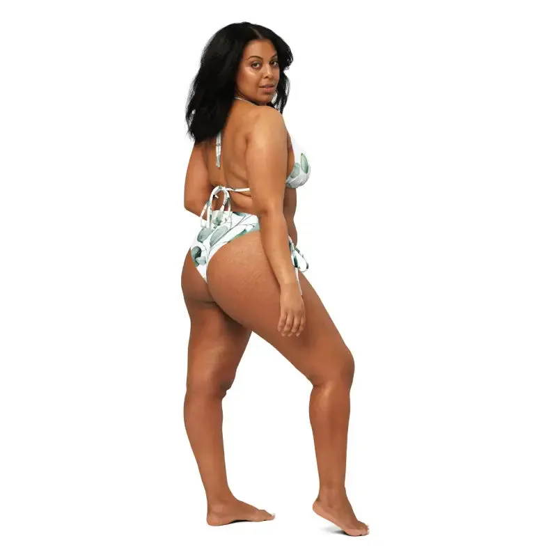 Recycled String Bikini Tropical Leaf