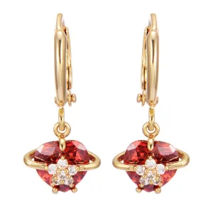 Red Crystal & Cubic Zirconia 18K Gold-Plated Heart Drop Earrings