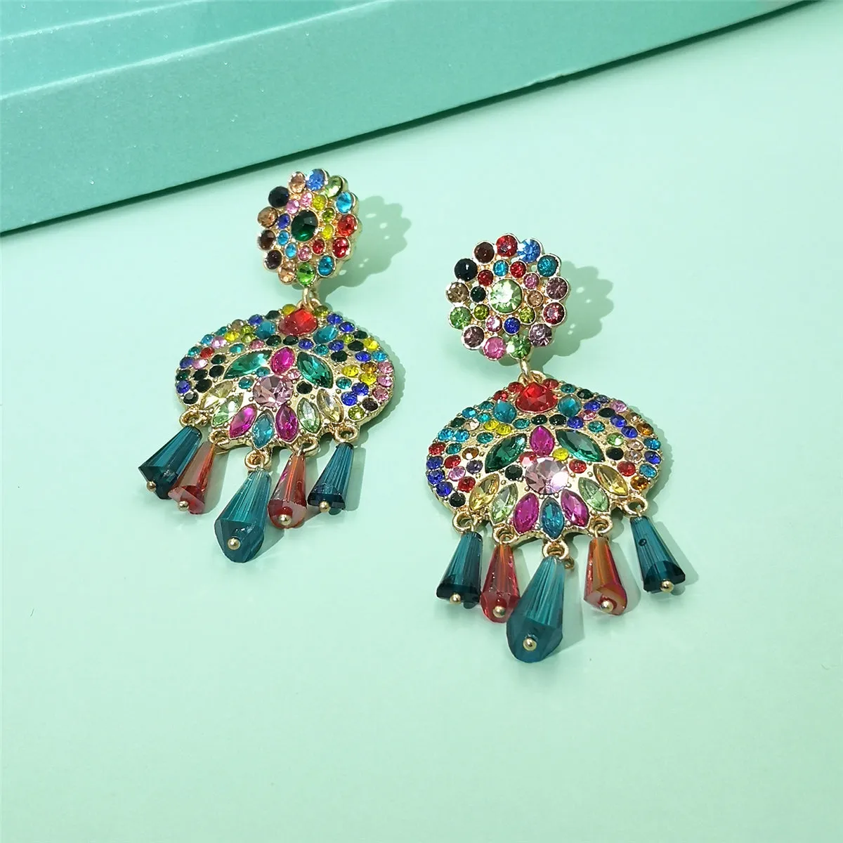 Red Cubic Zirconia & 18K Gold-Plated Drop Earrings