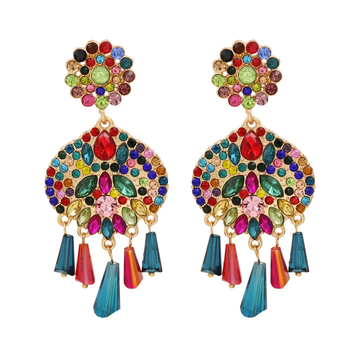 Red Cubic Zirconia & 18K Gold-Plated Drop Earrings