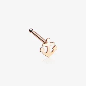 Rose Gold Dainty Anchor Icon Nose Stud Ring