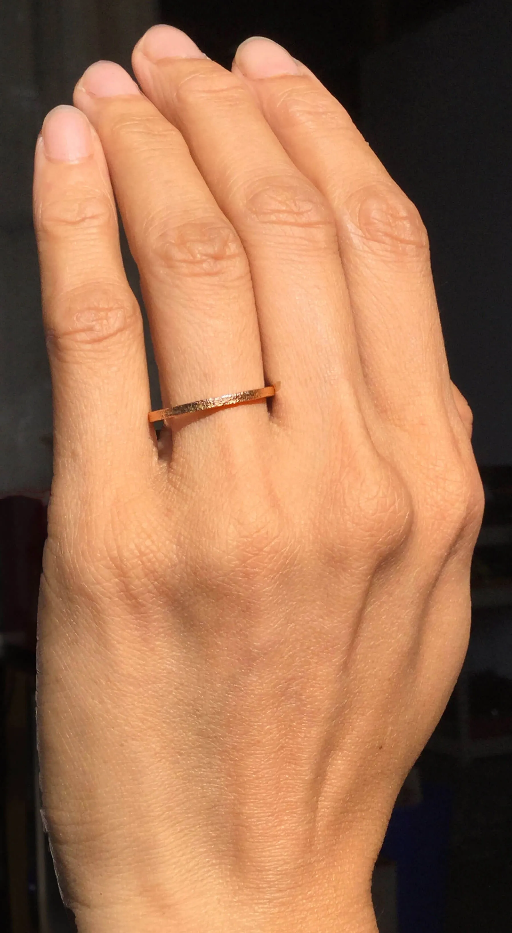 Rose Gold Flat Textured Band Narrow Width