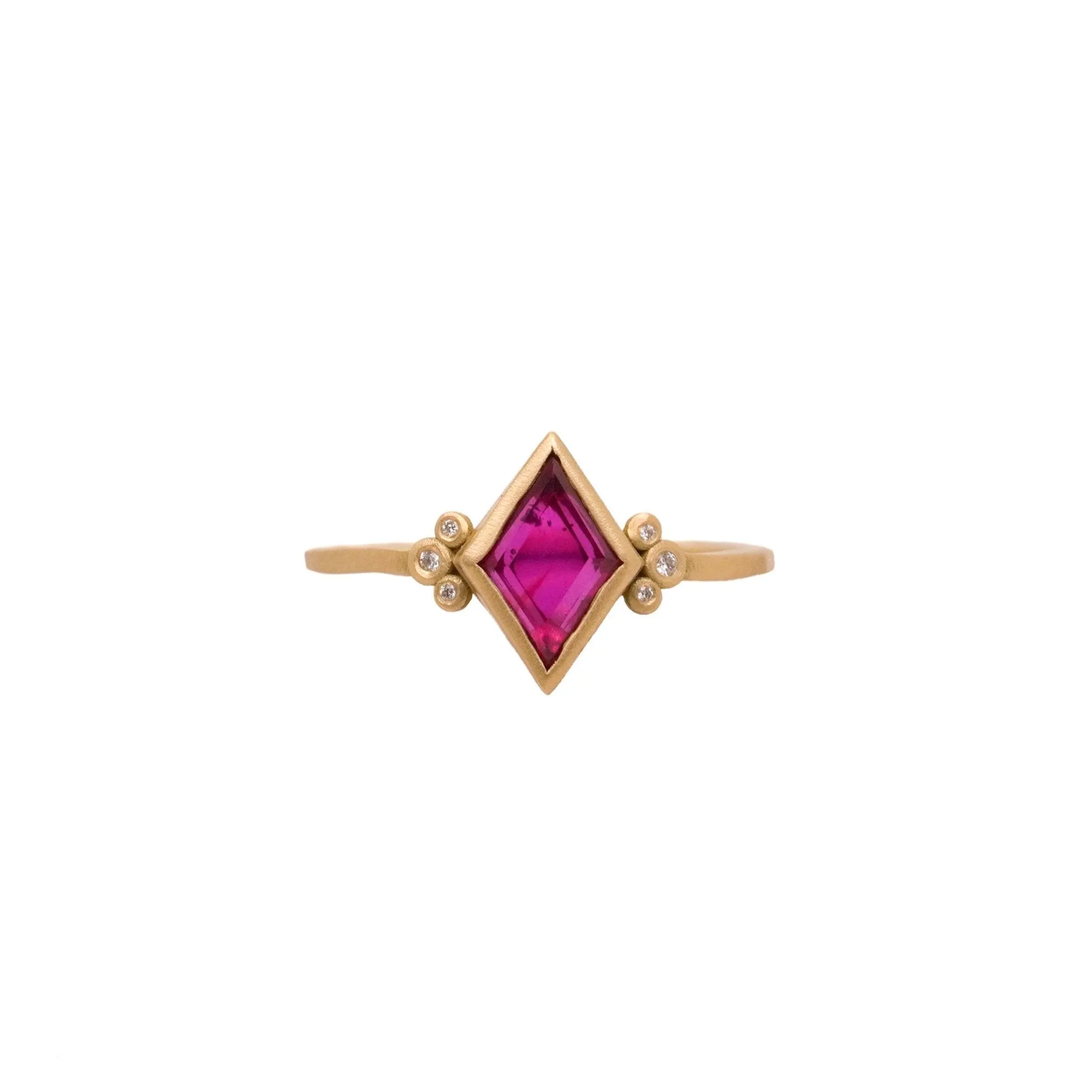 Rosecut Ruby Kite with Diamond Trios Ring